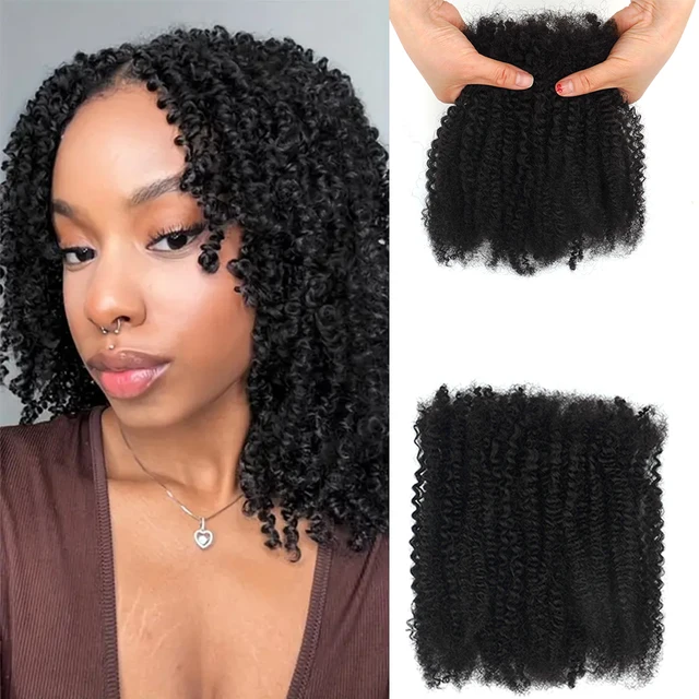 KAMA Customized Logo Curl 4C Grade Remy Hair Extensions Natural Wholesale Crochet Afro Kinky Bulk Human Hair for Braids