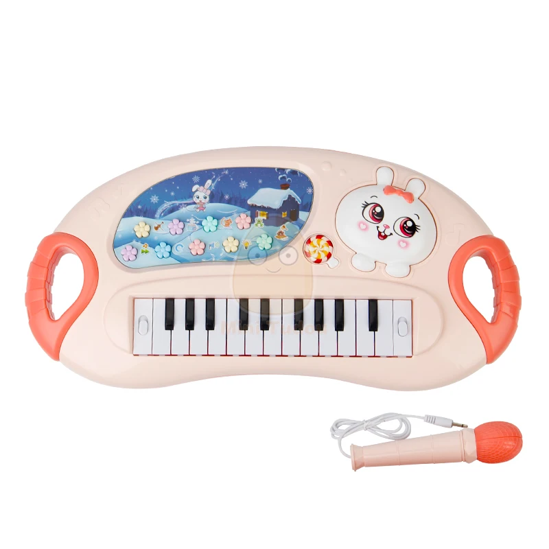 Piano infantil, 2 teclado eletrônico com microfone rosa - AliExpress