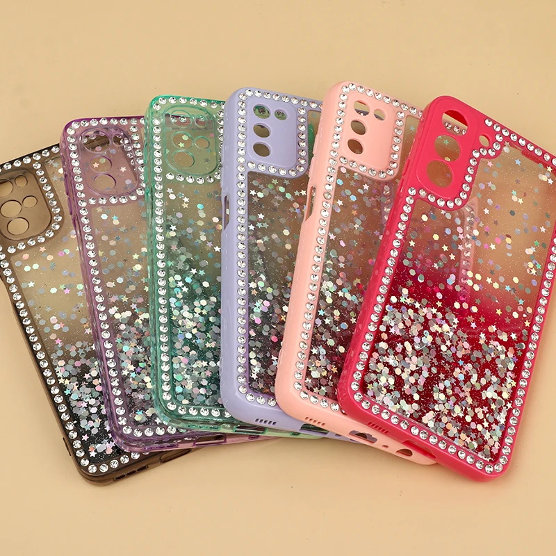 Newest TPU Acrylic Epoxy Back Cover Diamond Glitter Cell Phone Case for Samsung Galaxy A03S A04 A14 A04S Funda