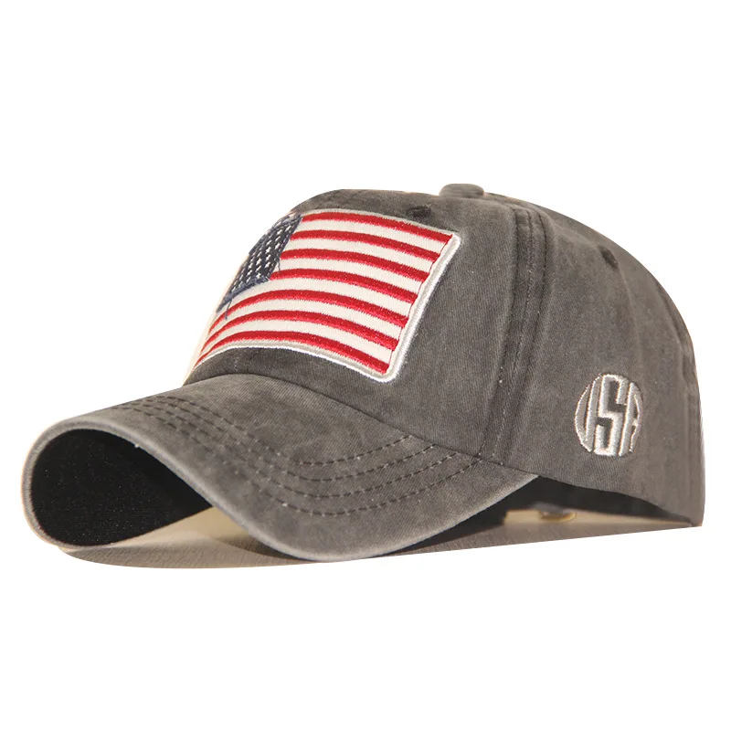 Gorra De Béisbol Ajustable Con Bandera Americana Gris M