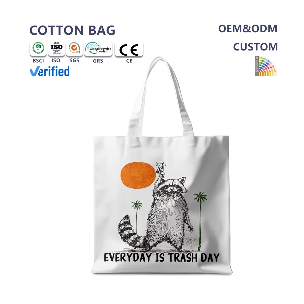 Promotional Custom Canvas Reusable Plain Totebags High Quality Shopping Bags Cotton Fabric Logo Eco Friendly Tote Bag