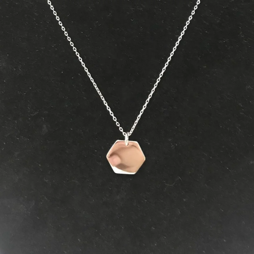 Womens Hexagon Geometric Necklace 