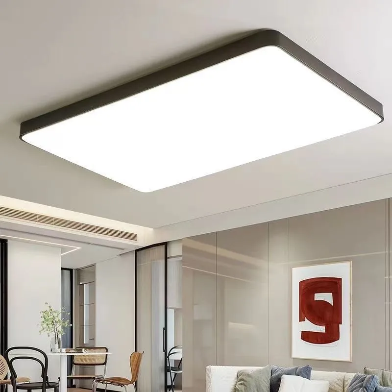 Lámpara de Techo LED Ultrafina Moderna Cuadrada de Colores Macarón Acrílica Simple con Base de Hierro para Oficina o Sala de Estar del Hogar