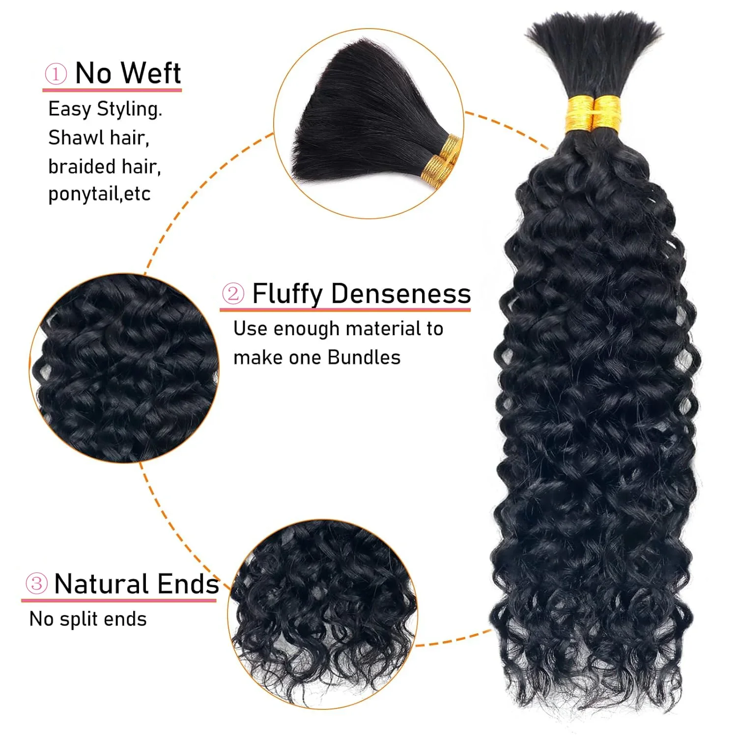 Bulk Human Hair Deep Wave Hair For Braiding 100% Unprocessed Brazilian Remy Hair Extensions_voghion.com