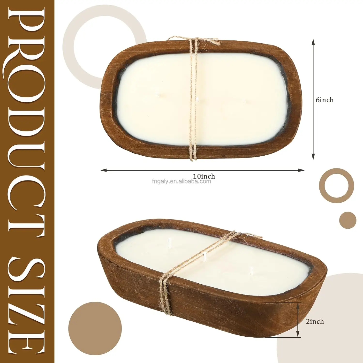 Wooden Dough Bowl Candles 10 Inch Farmhouse Dough Bowl Candles Soy Wax