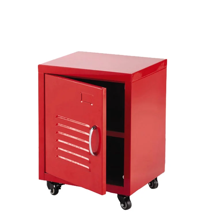 Small Size Storage Cabinet on Wheel Metal Bedside Cabinet