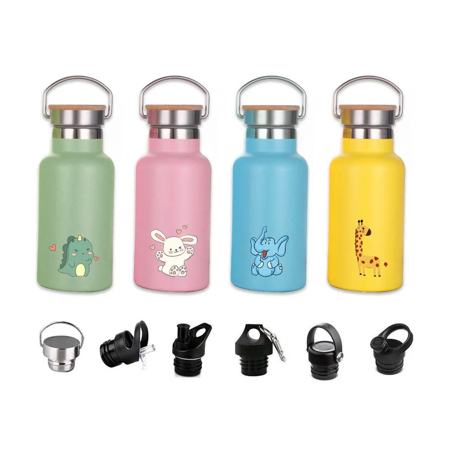 350ml Stainless Steel Kids Water Bottle Cartoon Pattern Thermal