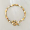 Pulsera de cuentas de ábaco de topacio natural dorado