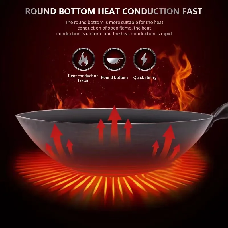 New Arrival Craft Wok Traditional Hand Hammered Carbon Steel Wok With