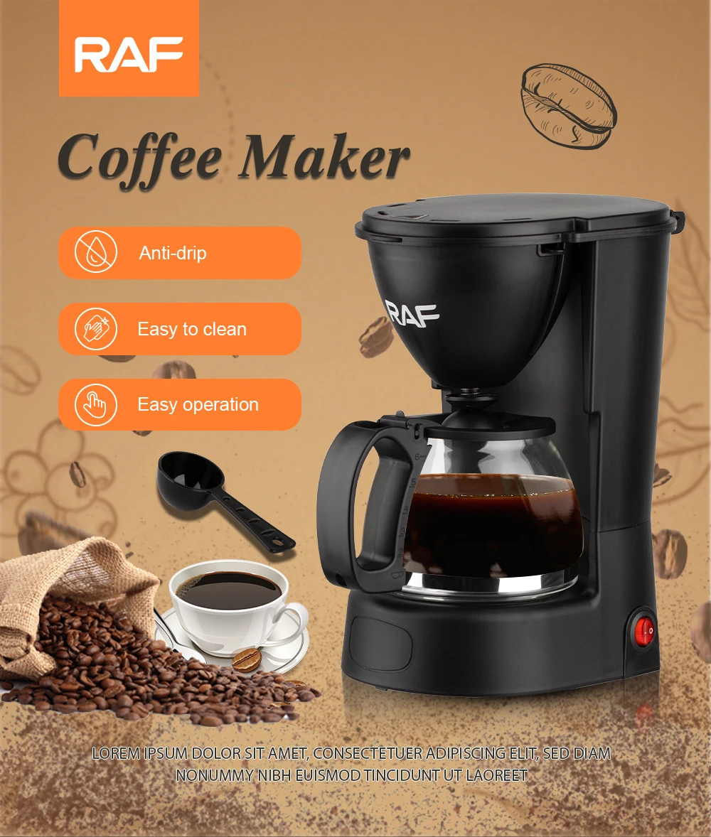 6 Cups Home Use Smart Coffee Maker Semi Automatic Drip Coffee Maker