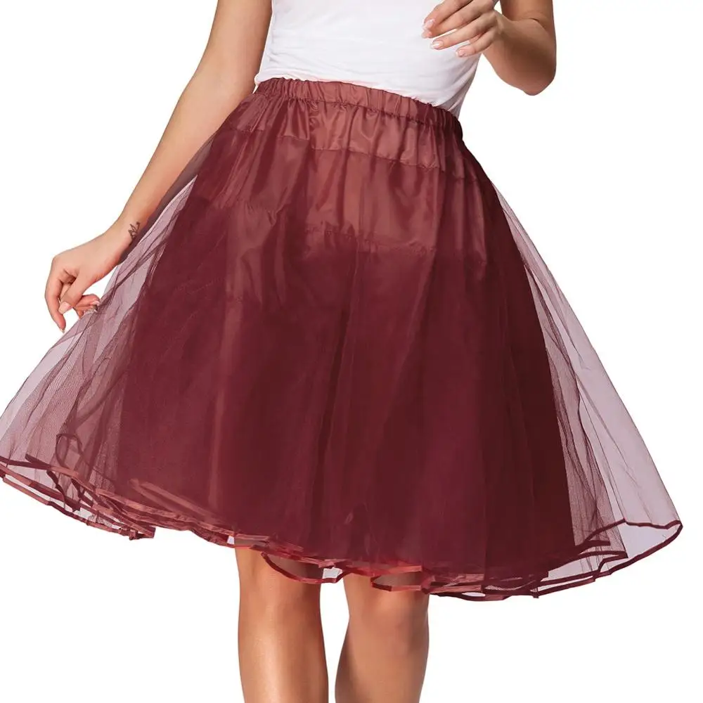 Women Vintage Dress 3layers Tulle Crinoline Petticoat Underskirt Skirt Plus Size