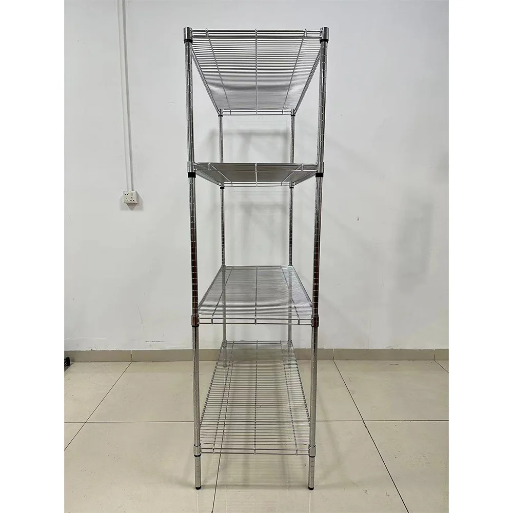 Bend Wire Shelf Heavy Duty Steel Metal Shelving Unit Adjustable Feet 4-Tire Wire Shelving NSF Certified Storage Rack