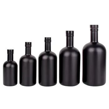 All Size Colored Matte Black Transparent Glass Wine Bottle 200ml 375ml 500ml 750ml with Stopper Stocked