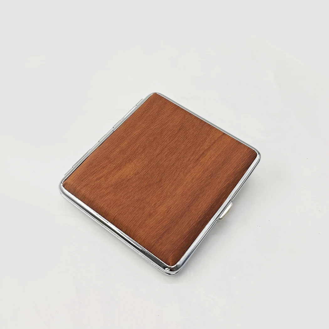 Cigarette Case Wood Design 20S PU Metal Cigarette Case