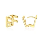 Chic delicate gold 925 sterling silver alphabet initial stud earring