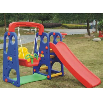 Colorful white slide and swing sets for kids garden and park toy plastic slide