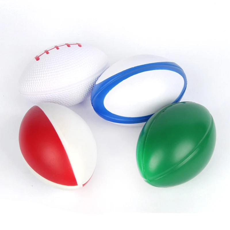 Different Size and Colors PU Anti Stress Rugby Ball  Foam Relief Rugby Stress Ball Toys