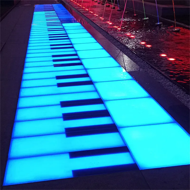 Interactive IP67 Waterproof RGB Color Changing Piano Led Dance Floor with Sound Giant Floor Piano Tiles for Kids