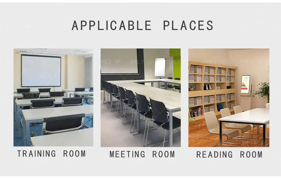 Stacking Convertible Desk And Chair Sled Metal Frame Plastic Office Chair For Training And Meeting Conference Multiple Use