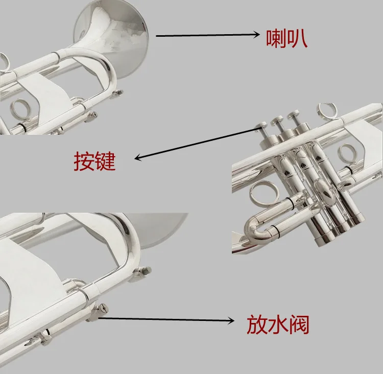Trumpet Instrument,B Flat,For Beginners To Learn To Play Silver Plated