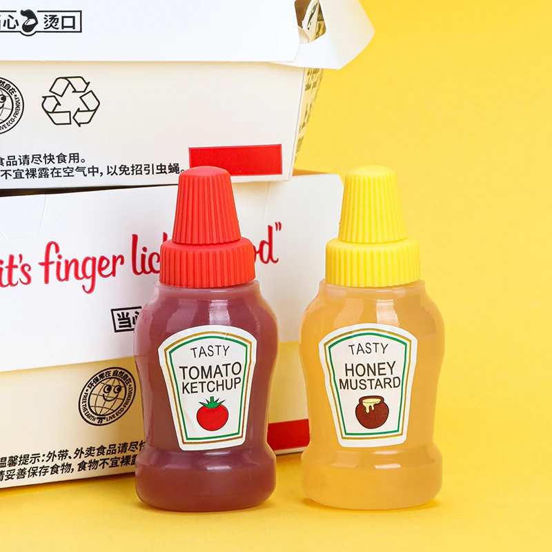 Mini Condiments Squeeze Bottle Tomato Sauce Bottles Sauce Container with Spiral Cover