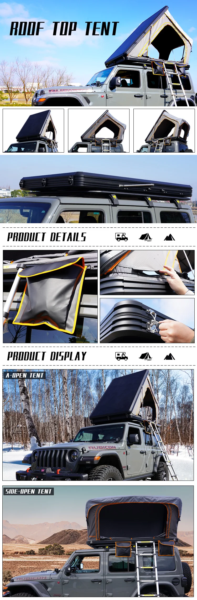 4X4 off Road Light Weight Camping Aluminum Roof Top Tent Car Shell Hard ...