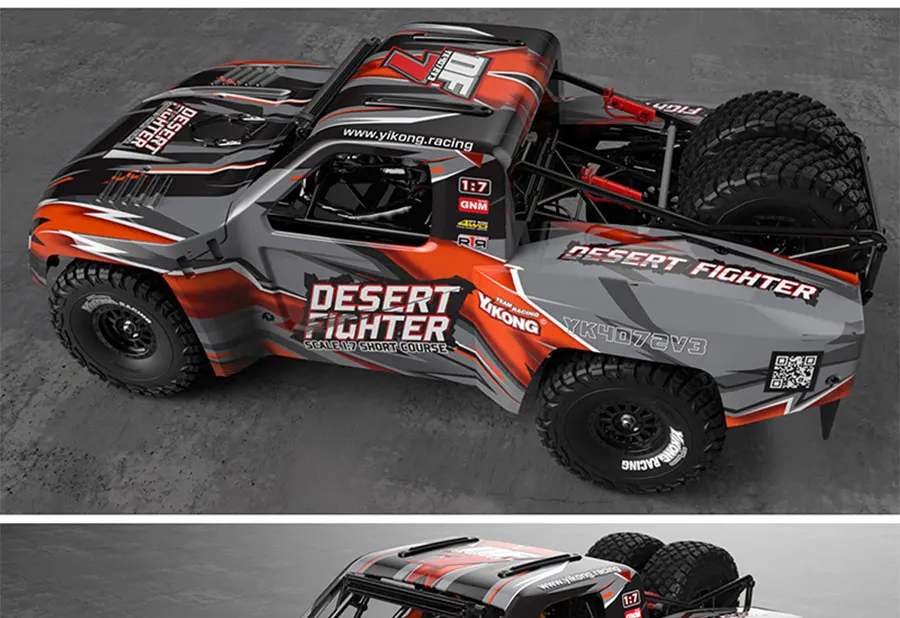 YK 1/7 4072v3 Rear Straight Bridge Desert Electric Short Truck Remote Control Car DF7 RC Remote Control Off-road Vehicle