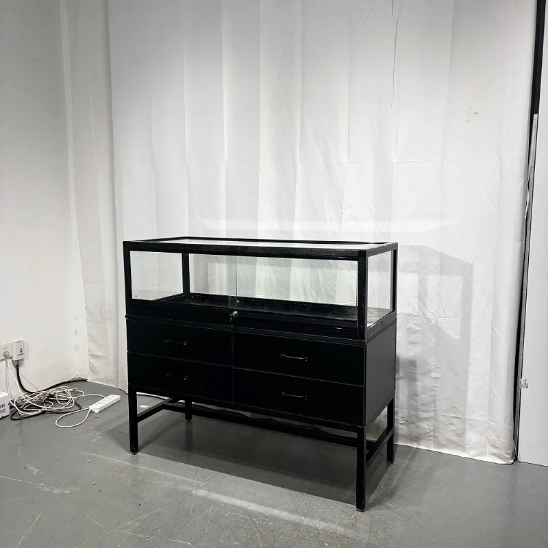 Deluxe Glass Showcase Display Cabinet with Storage Draws Glass Display Showcase