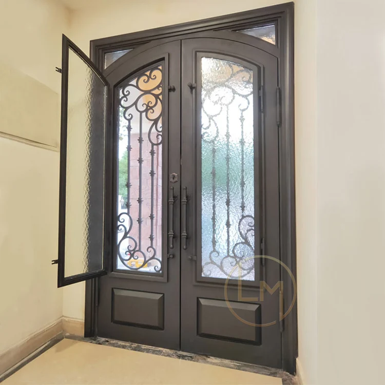 Victorian Style Classical Wrought Iron Partition Lattice Front Door Steel Villa Application