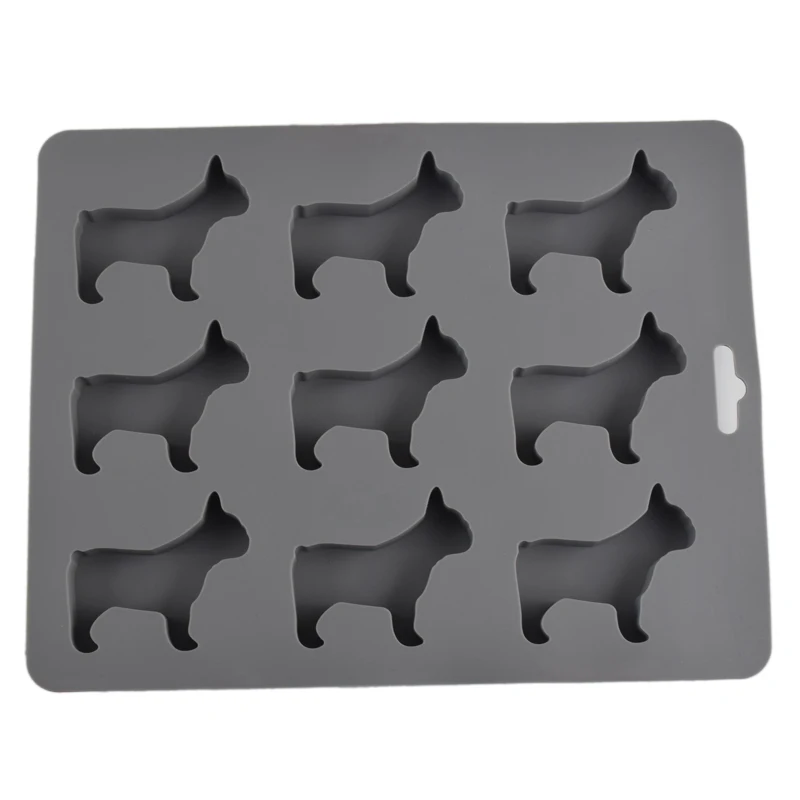 Customized 9 Cavity Cute Dog Shape Silicone Ice Cube Molds Trays For