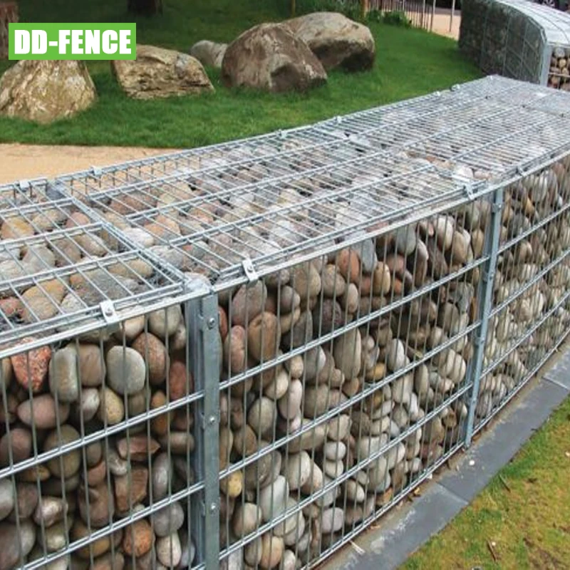 Double Wire Stone Gabion Boxes Galvanized Welded Gabion Mesh Fence