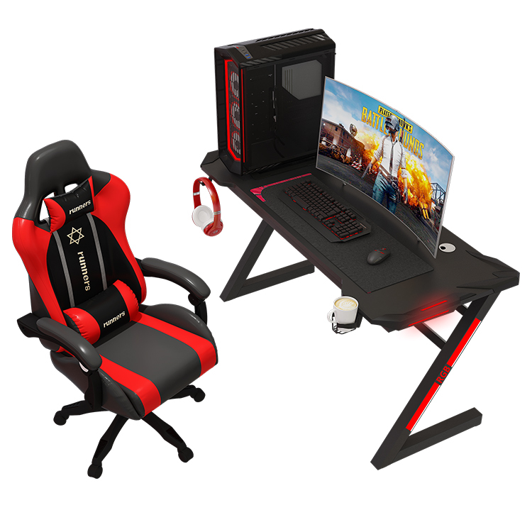 
Оптовая продажа, Высококачественная современная мебель для дома, RGB-подсветка, компьютерный стол, игровой стол 