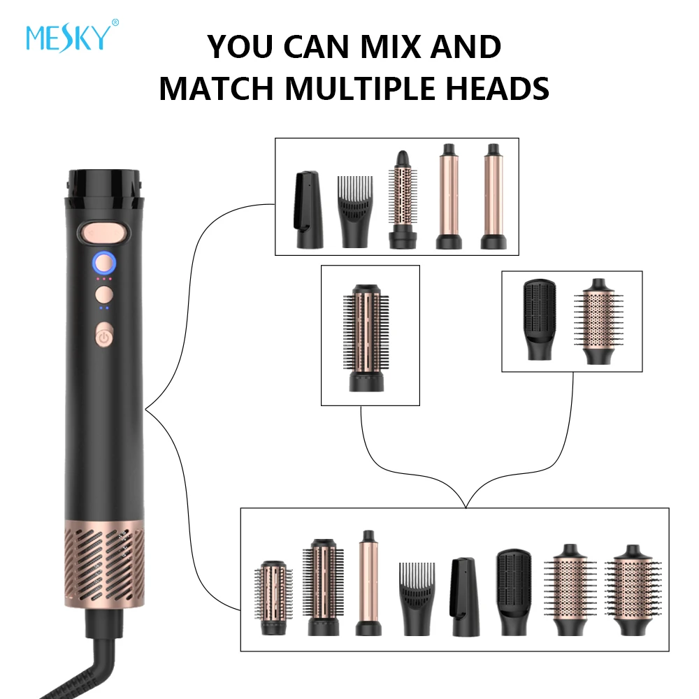 ZEXI Rotating Hot Air Blow Dryer Brush Professional 10 in 1 Straightener Comb Electric Blow Dryer Hair Brush Roller Styler