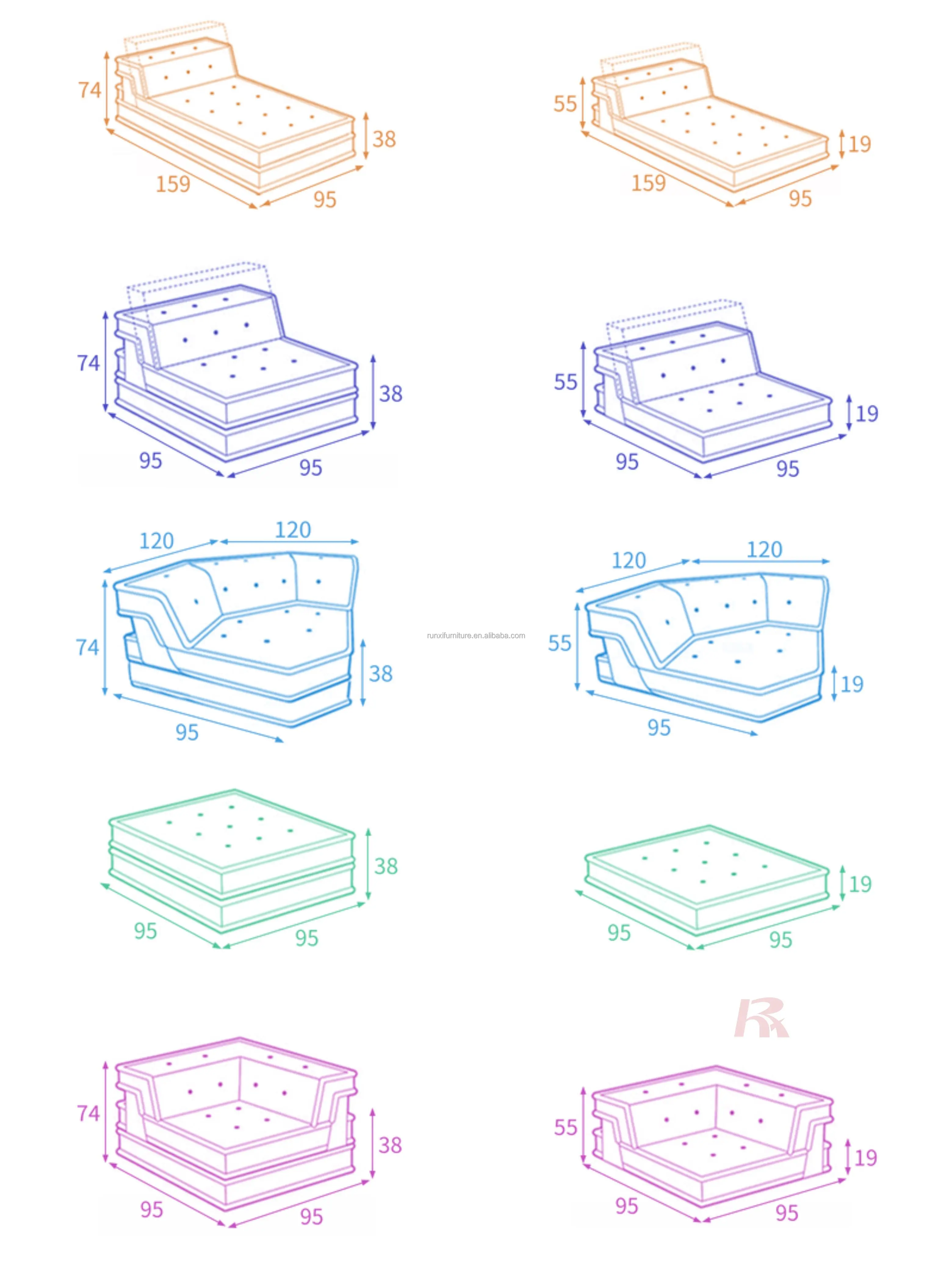 Modular Sofa Size Modern Design Sectional Modular Living Room Sofas Sets Leather Couch ...