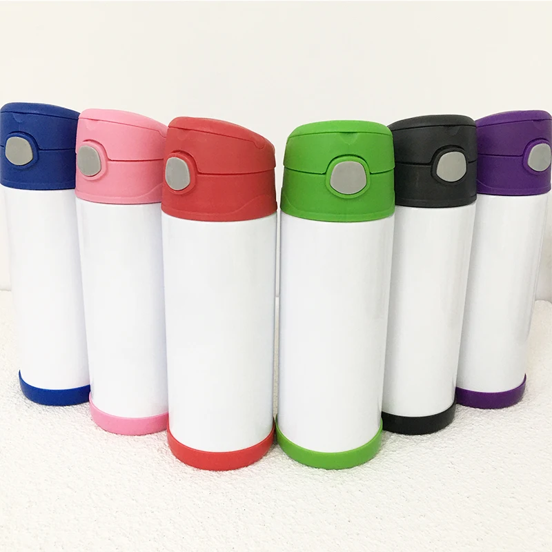 12oz Sublimation Flip Top Tumblers Kids Milk Cup Stainless Steel Water  Bottle