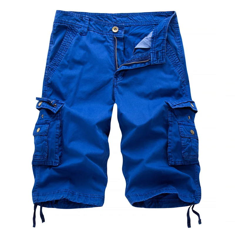 Wholesale Multi-Pocket Solid Color Plus Size Cotton Men Cargo Shorts