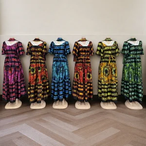 Wholesale New Summer Fashion Ladies Lace V-Neck Loose Casual Breathable Printed Dress