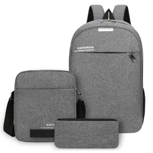 Backpack Three Piece Set Casual Male and Female Same Type Student Bag Laptop Backpack