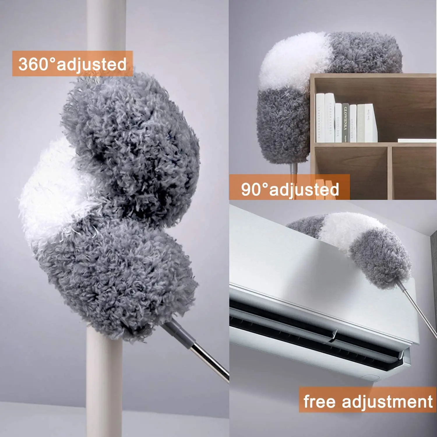 Set 2 Spolverini Lunghi Telescopici In Microfibra Con Testa Pieghevole - Allungabili Fino A 80 Cm - Lavabili Per Pulizia Soffitti, Ventilatori, Mobili E Auto
