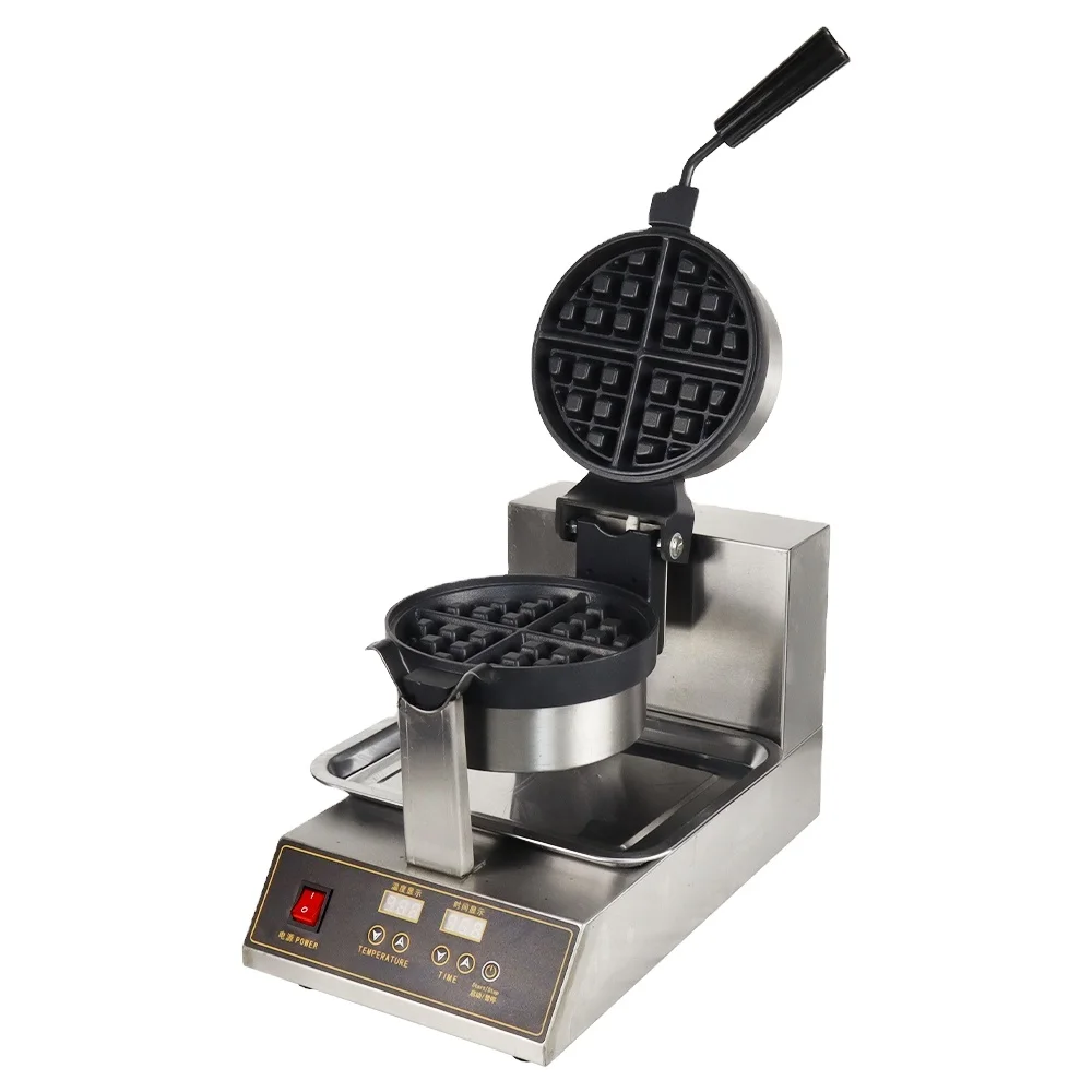 1-Plate Digital Rotary Waffle Maker Machine Commercial Snack Equipment