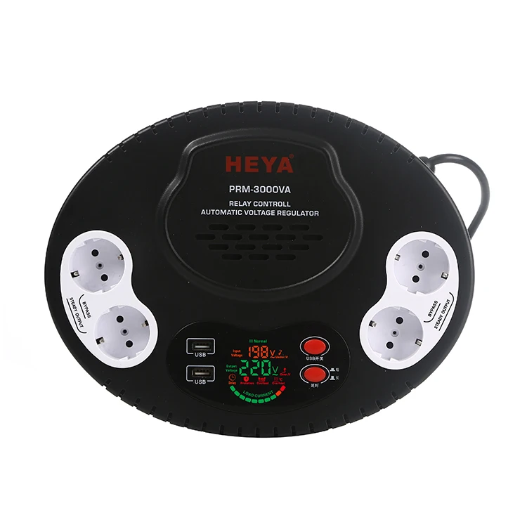 3KVA Portable Smart Zhejiang Voltage Stabilizer LED Display Relay Type Adjustable 220V AC Tv Guard Electronic Voltage Regulator