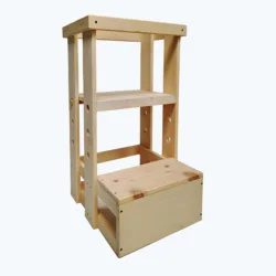Wooden kitchen helper stool kids kitchen ladder chair toddler standing tower