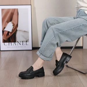 Party Formal Flat Outsole Chunky Heel Shoes Office Business Casual Oxford Patent Leather Thick Outdoor Platform Pointed Toe