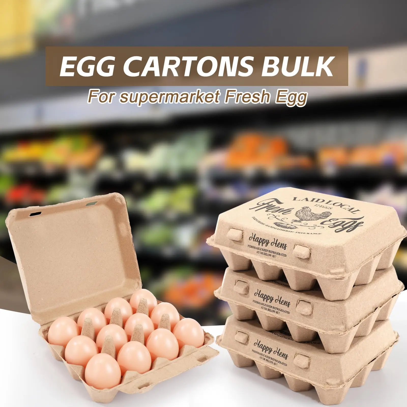 Custom Natural Paper Pulp Egg Cartons Blank Bulk Square  Egg Cartons 12 Count Classical 3 X 4 Style Cardboard Egg  Tray Cartons