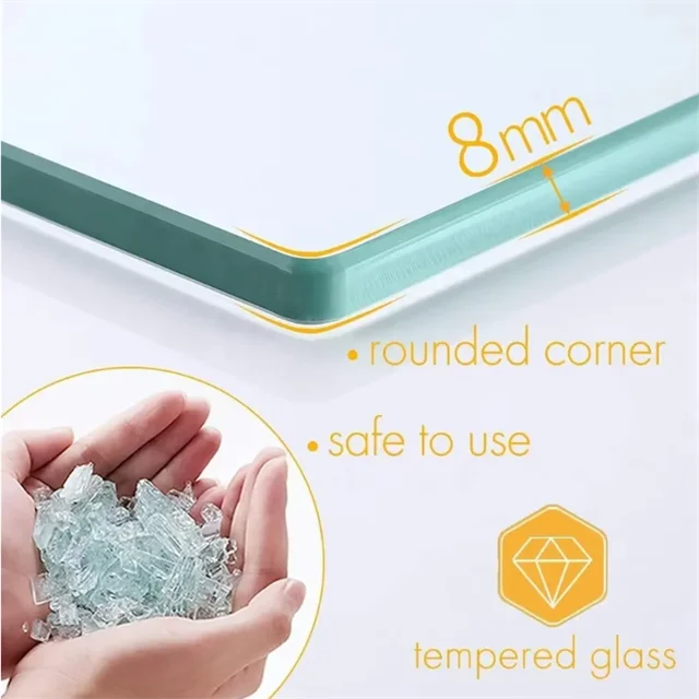 Glass Corner Shower Shelf, Tempered Glass Shelf Wall Mount, Shower Ball Bag Organizer, Bathroom Corner Glass Shelf