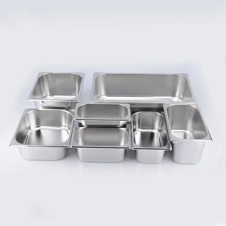 Eco-Friendly Catering Equipment Stainless Steel Chafing Dish GN Pot GN Pan Square Plate Serving Tray Presentation Accessories