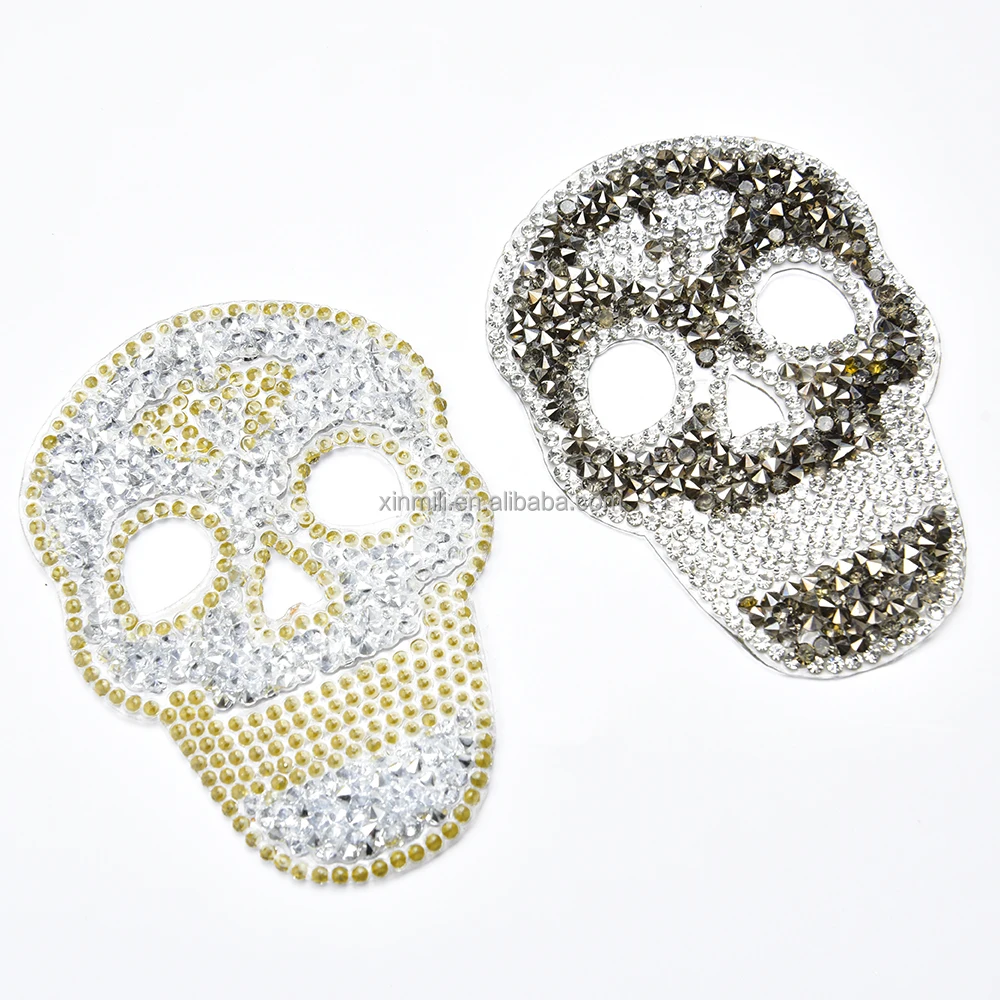 Women's Gold Skull Mask Rhinestone Diamante Crystal T-Shirt