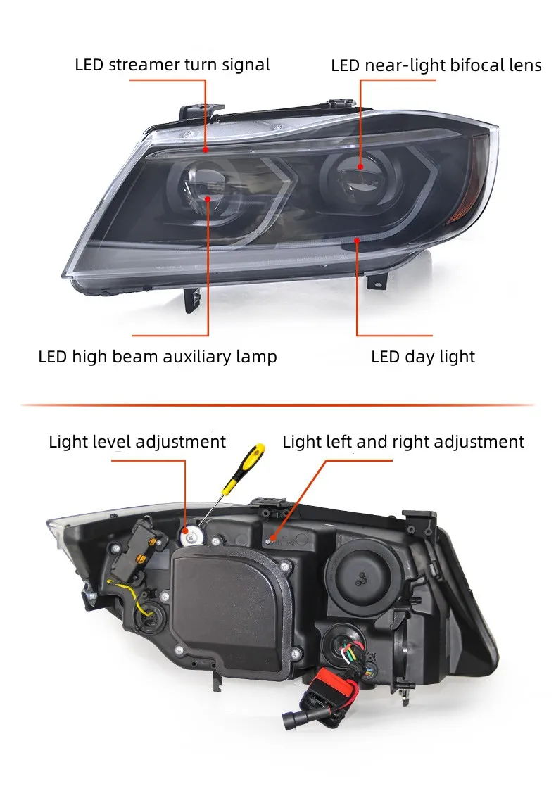 E90 Led Angel Eye Headlight For Bmw 3 Series E90 Headlight Assembly 318