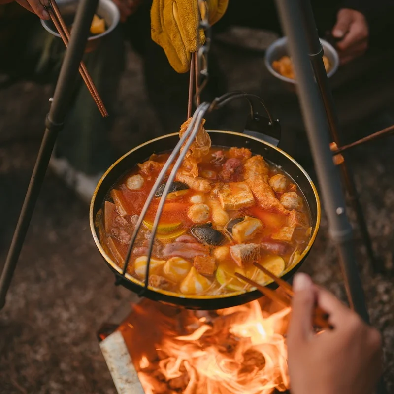 Naturvandring utendørs camping Bærbar non-stick panne sukiyaki hot pot riskoker hengende kokekar