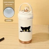 Cream White-Big Eyed Black Cat-1
